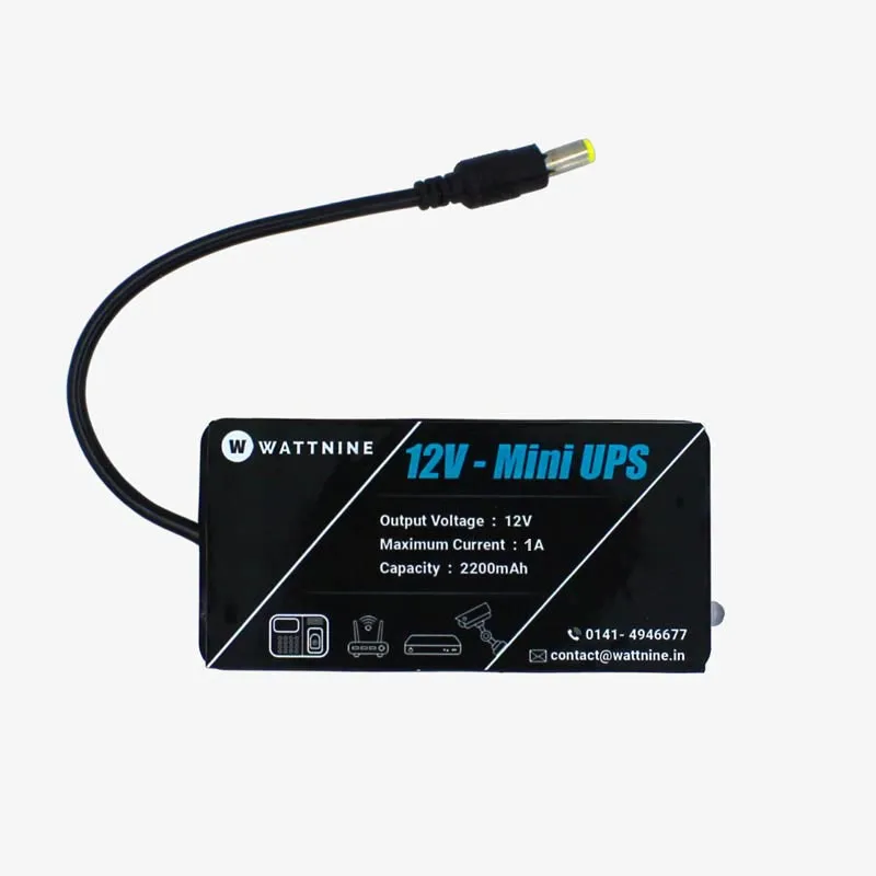 12V Mini UPS for WiFi Router and CCTV Camera - 12V 1A 2200mah