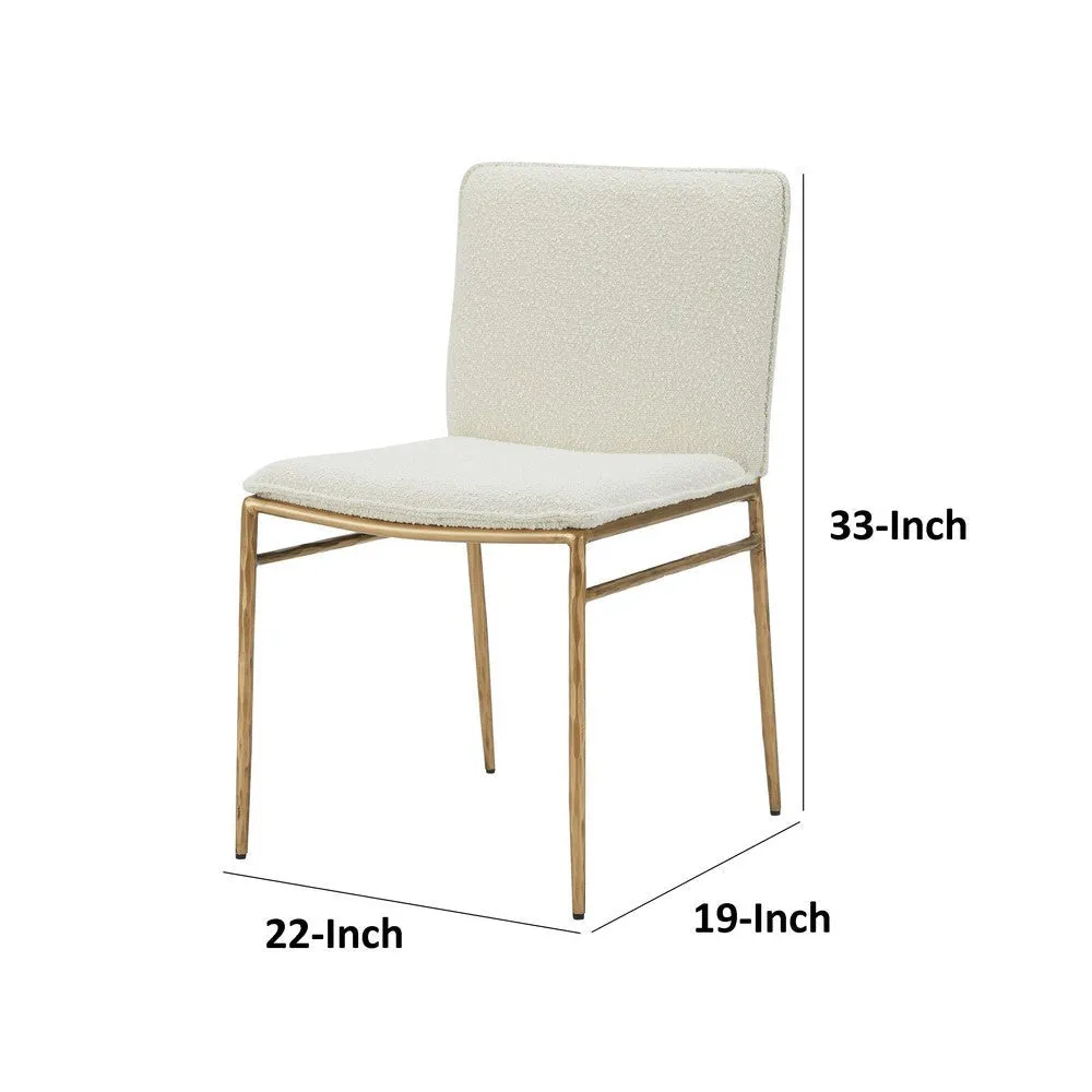 Cid Abby 19 Inch Side Dining Chair, Off White, Brass Gold Finished Legs By Casagear Home