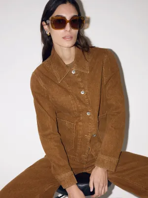 Cooper Denim Cropped Jacket | Tan Snow Wash