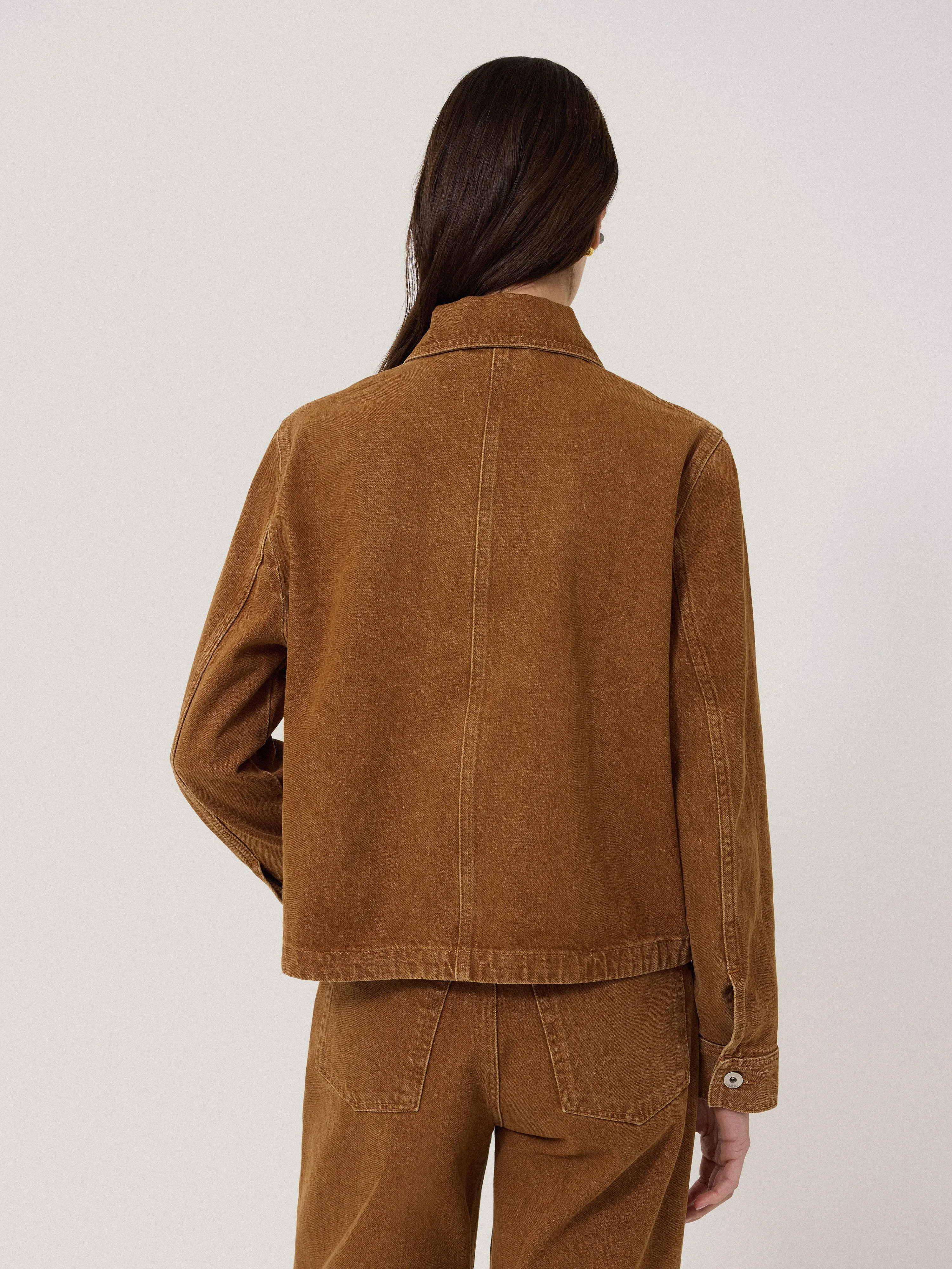 Cooper Denim Cropped Jacket | Tan Snow Wash