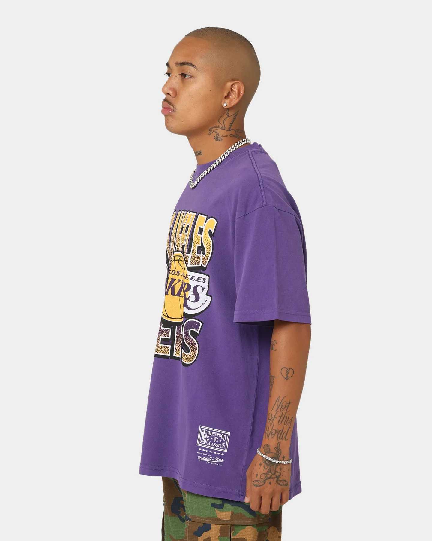 Mitchell & Ness Los Angeles Lakers Incline Stack T-Shirt Faded Purple
