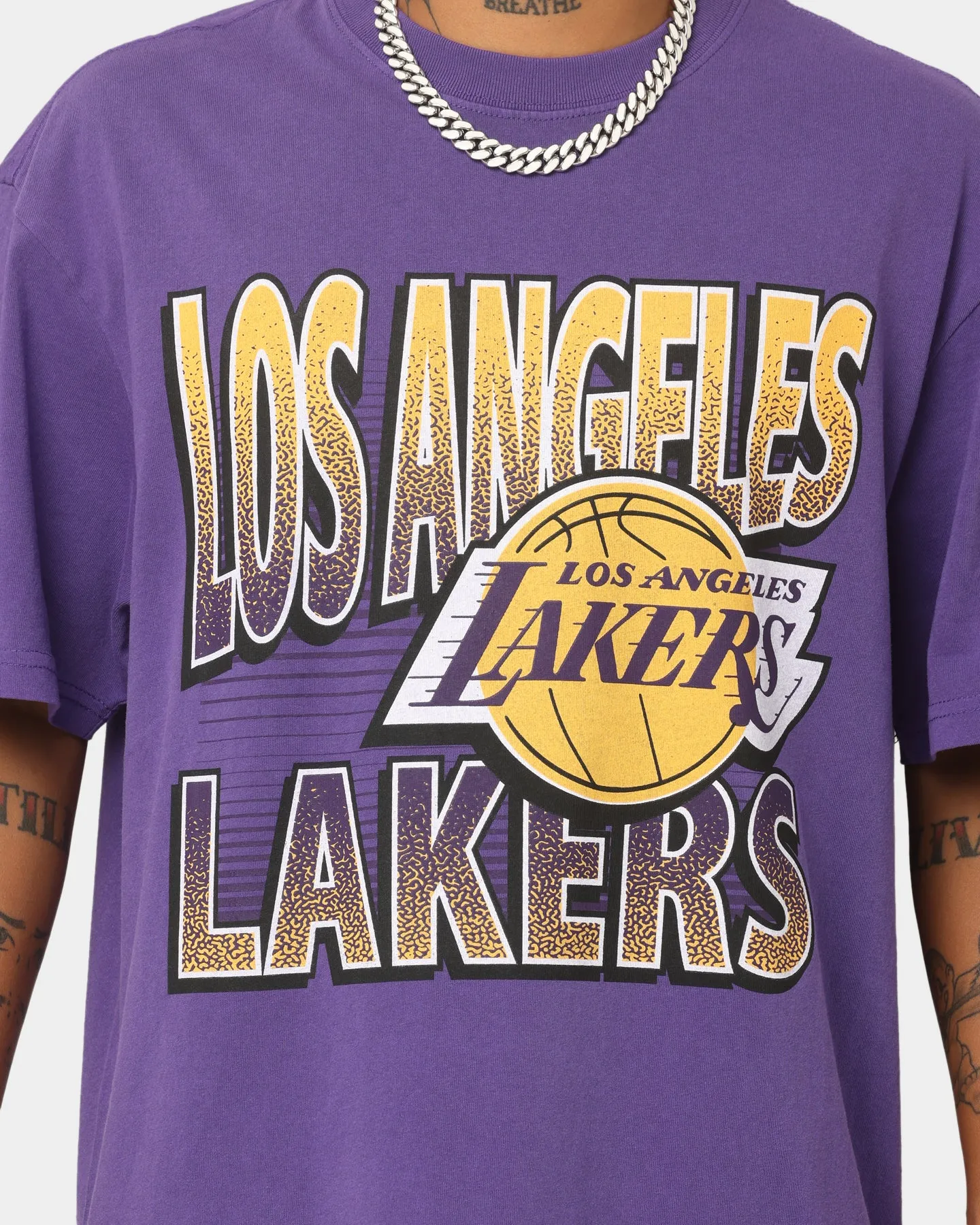 Mitchell & Ness Los Angeles Lakers Incline Stack T-Shirt Faded Purple